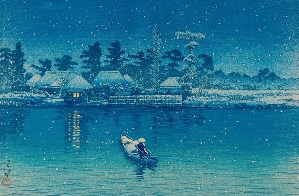 Photocircle Poster / Leinwandbild - Snow at Mukojima by Kawase Hasui