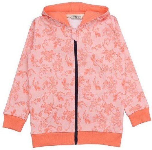 Cotokids Kinder Sweatjacke GOTS-zertifiziert aus Bio-Baumwolle, rosa mit zartem Muster, Kapuze & Reißverschluss – Walkid...