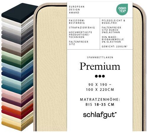 Thumbnail - Schlafgut Spannbettlaken Premium - 95% Bio-Makobaumwolle, 5% Elasthan - Matratzenhöhe von 18-35cm