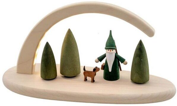 Seiffener Volkskunst eG Moderner kleiner Schibbogen Jägerwichtel natur, Lichterbogen mit LED Beleuchtung