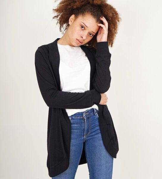 Lena Schokolade Jäckchen schwarz Lang aus Bio-Jersey