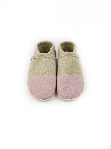 Süßstoff Hausschuhe aus Wollfilz mit pflanzlich gegerbter Ledersohle für Erwachsene