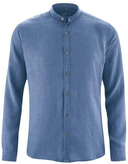 HempAge Herren Schlichtes Stehkragenhemd aus reinem Hanf