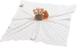 Pat und Patty Personalisertes Schmusetuch/ Schnuffeltuch, Greifling "Fuchs" ,Farbe : orange, 100 % Baumwolle-kbA