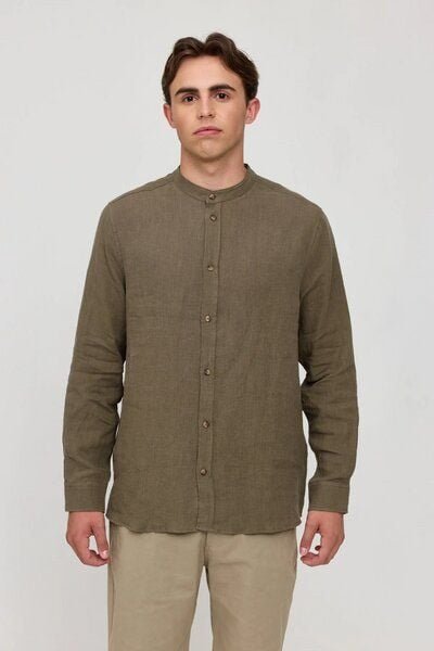 Mazine Stand Collar Hemd aus 100% Leinen