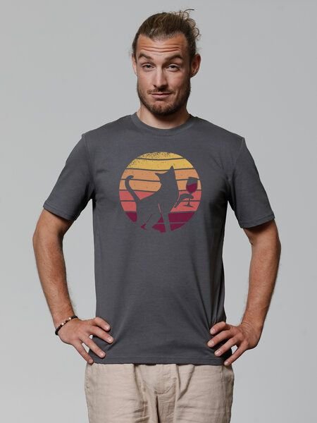 watapparel T-Shirt Unisex Sunset Katze & Rotwein