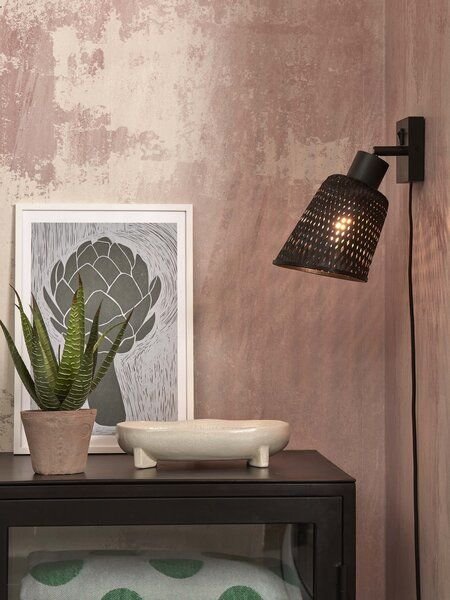 GOOD&MOJO Wandleuchte Java Schwarz/15x17. Schwarz./Natur.