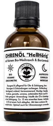 Two Hands BIO Ohrenöl „HellHörig“ mit fairem Bio-Weihrauch & Bio-Lavendel - Bio-Vegan