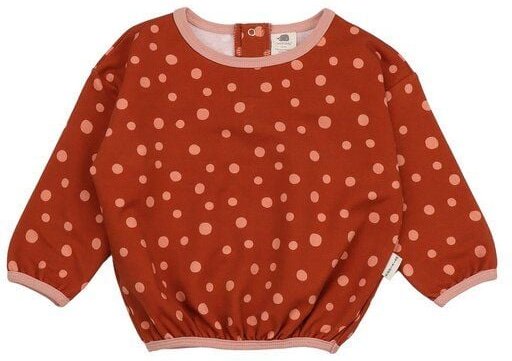 Kinder Sweatshirt GOTS zertifiziert, Bio-Baumwolle, braun, Punkte-Muster, weich, bequemer Schnitt – Walkiddy
