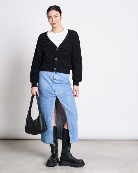 JAN N JUNE V-Ausschnitt Strickjacke LENA aus Baumwolle GOTS