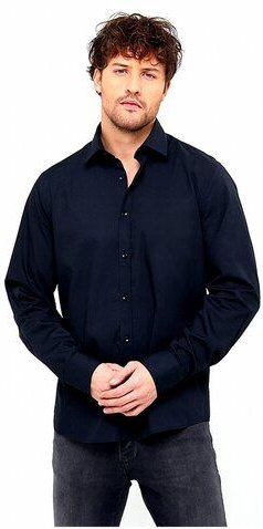 BUFFON ITALY Herren Business Hemd Bio-Baumwolle weiss schwarz Classic Fit Slim Fit