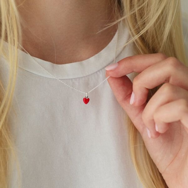 BELLYBIRD Jewellery Halskette - kleines Herz, Anhänger/ Silber/ Silber emailliert