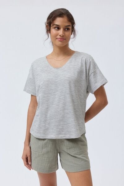 People Wear Organic Kurzarm Shirt, natur geringelt, Bio-Baumwolle