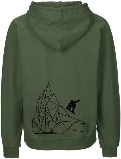 HANDGEDRUCKT "Origamipiste" Männer Zip Hoody aus reiner Biobaumwolle (kbA)