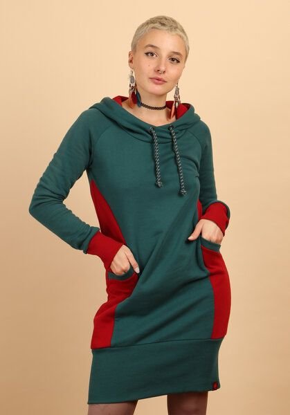 Die rote Zora Hoodiekleid mit Taschen