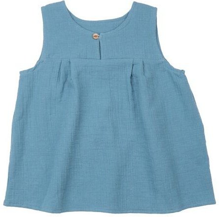 Kinder Blusentop GOTS-zertifiziert aus Bio-Baumwolle, blau, ärmellos, weit fallend – Walkiddy, leichtes Sommer-Oberteil