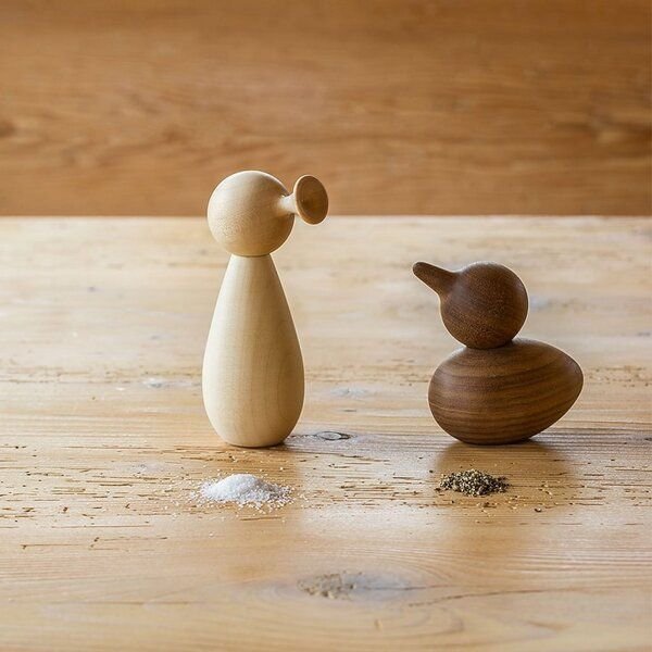 DESIGNIMDORF - Bird & Trumpet – Design Salz & Pfefferstreuer aus Holz
