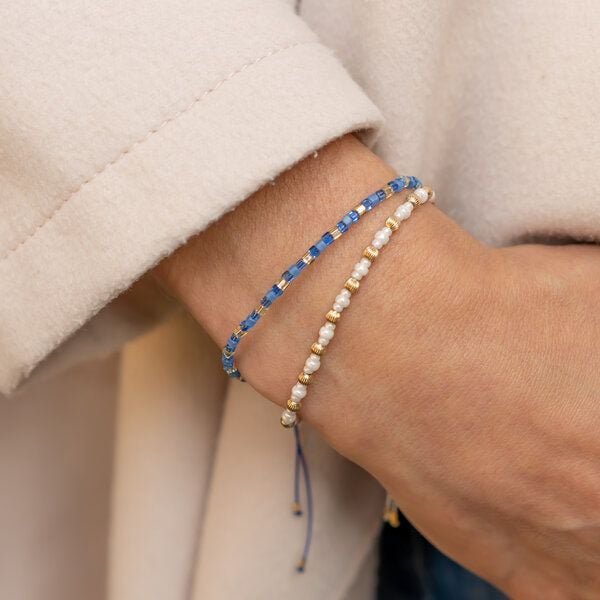 Thumbnail - juni Armband Set "Mira" mit geriffelten Gold-Perlen aus recyceltem Gold