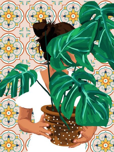 Photocircle Poster / Leinwandbild - Monstera Plant Lady