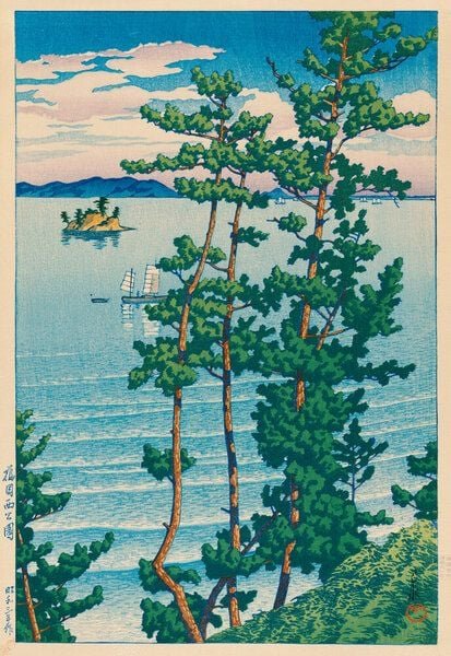 Photocircle Poster / Leinwandbild - Summer Landscape by Hasui Kawase