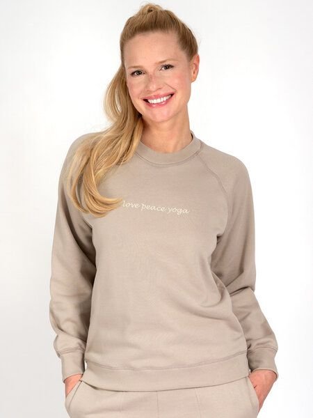 Magadi Damen Sweater BELLA mit Love- Peace- Yoga aus Sweat-Stoff
