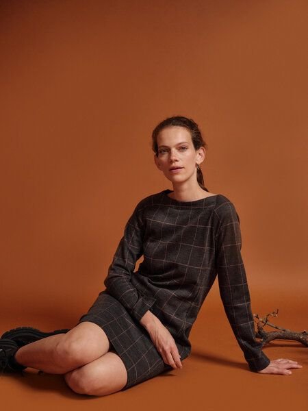 Thumbnail - LANIUS Karo-Kleid aus Bio-Baumwolle, reiner Schurwolle und recyceltem Polyester