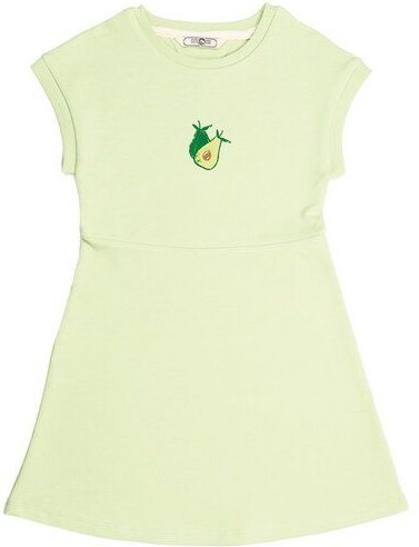 Cotokids Kinderkleid GOTS zertifiziert, hellgrün, Avocado-Print, Kurzarm, weich – Walkiddy