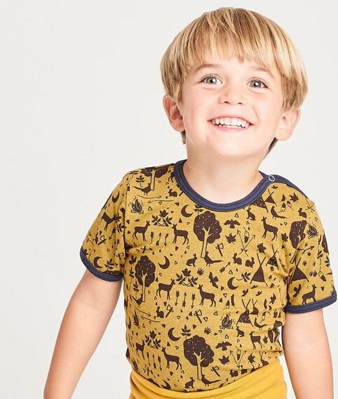 Cheeky Apple Kurzarm-Body aus Bio-Baumwolle "Tipi Tält" Khaki/Navy
