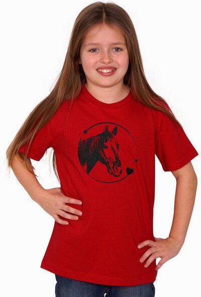 HANDGEDRUCKT "Pferdeliebe" Unisex Kinder T-Shirt