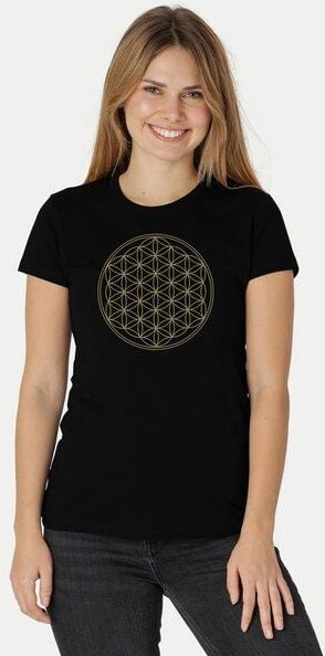 Peaces.bio - handbedruckte Biomode Bio-Damen-T-Shirt Die Blume des Lebens
