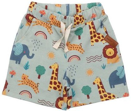 Walkiddy Baby Shorts aus Bio-Baumwolle mit Mini-Safari-Print in Grün
