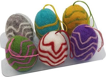 Frida Feeling Filz-Eier "Zig-Zag" 6er Set verschiedene Farben, Ø ca 4,5 cm