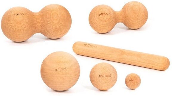 rollholz SET klein (6-teilig) - das Faszien- und Massageset aus Holz