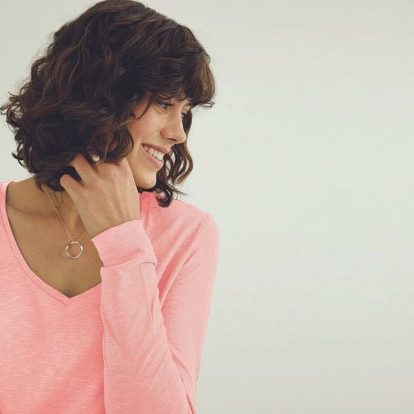 d'Els Esterella Damen V-Neck Langarm T-Shirt aus Flame Bio Baumwolle