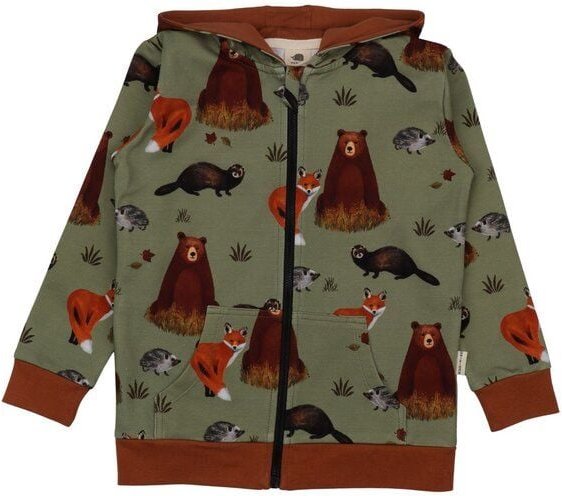 Kinder Sweatjacke Bio-Baumwolle Autumland-Print, Kapuzenjacke, GOTS-zertifiziert, kuschelig weich, ideal zum Überziehen ...