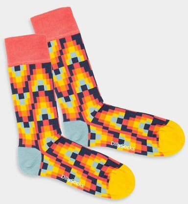 DillySocks Bunte Socken, Bio Baumwolle, fire patterns