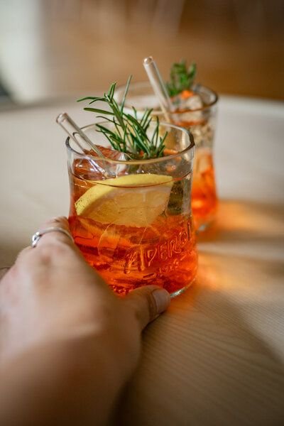 MaBe 4er Aperol Glas MIT Glashalm UPCYCLING aus der leeren Aperol Flasche
