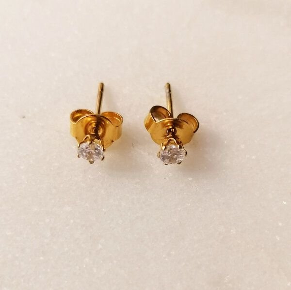 LUXAA Goldener Ohrstecker mit Stein - 925er Sterling Silber in Gold