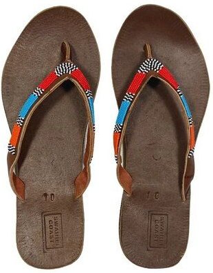 Thumbnail - Swahili Coast Ledersandalen mit Perlen - ATLAS - Multi & Blue