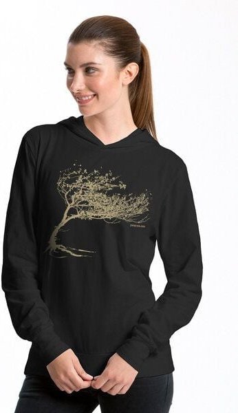 Peaces.bio - handbedruckte Biomode Bio-Jersey-Kapuzensweater Unisex "Windy Tree"