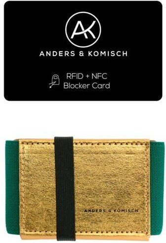 ANDERS & KOMISCH Kleines Portemonnaie Gold mit RFID Schutz - A&K MINI Slim Wallet – A&K MINI Bundle