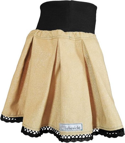 liebewicht Faltenrock Rock gold Glitzer für Mädchen aus Biobaumwolle