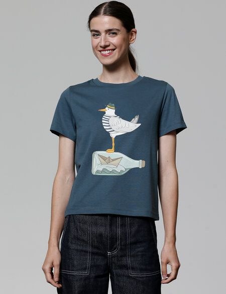 watapparel T-Shirt Frauen Möwe mit Hut