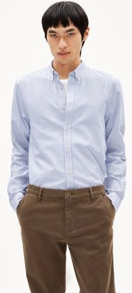 ARMEDANGELS QUAASA STRIPE LONGSLEEVE SHIRT - Herren Hemd aus Bio-Baumwolle