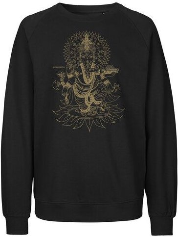 Peaces.bio - handbedruckte Biomode Bio Damen-Sweatshirt Loose Fit Ganesha