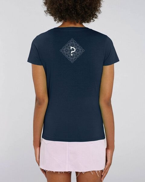 Human Family Bio Damen T-Shirt mit V-Ausschnitt "Evolution - Geo Questionmark"