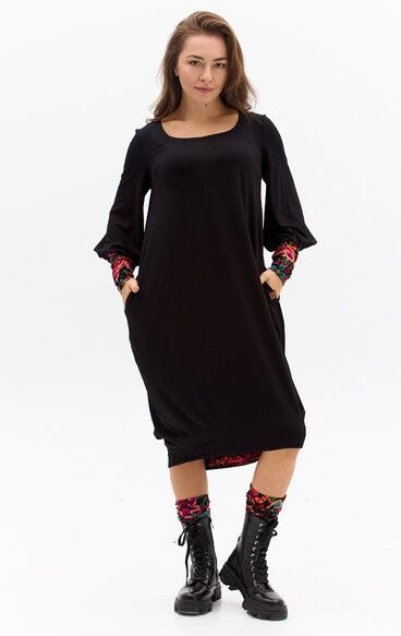 Kleid Morelia – Ballonkleid – Länge bis zum Knie/über das Knie – Aufgebauschte Ärmel – Carré-Ausschnitt – Farbenfroher e...