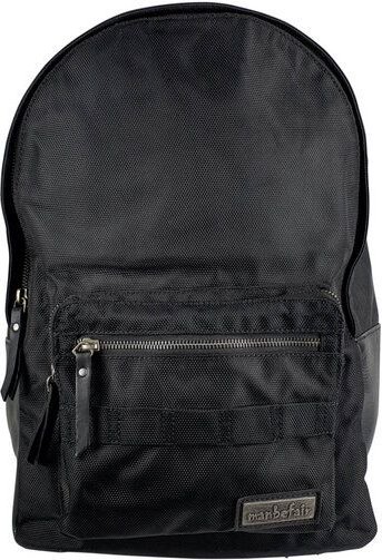 manbefair Klassischer City Rucksack Bergen aus recyceltem Nylon Gewebe und Rinds-Leder