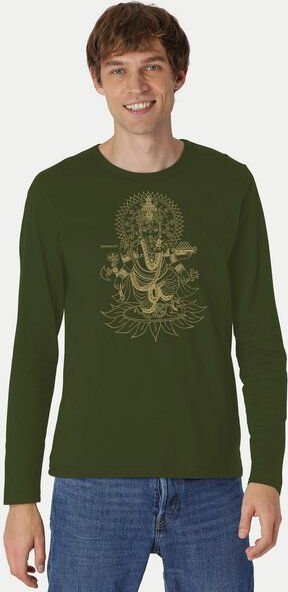Peaces.bio - handbedruckte Biomode Bio-Herren-Langarmshirt Ganesha
