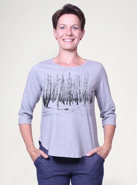 Peaces.bio - handbedruckte Biomode Dreiviertelarm-Shirt Woodland
